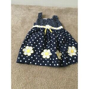 Bluberi Boulevard Baby Girls Polks Dot Floral Dress Sleeveless Size 18 Months